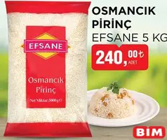 EFSANE OSMANCIK PİRİNÇ 5 KG EFSANE OSMANCIK PİRİNÇ 5 KG